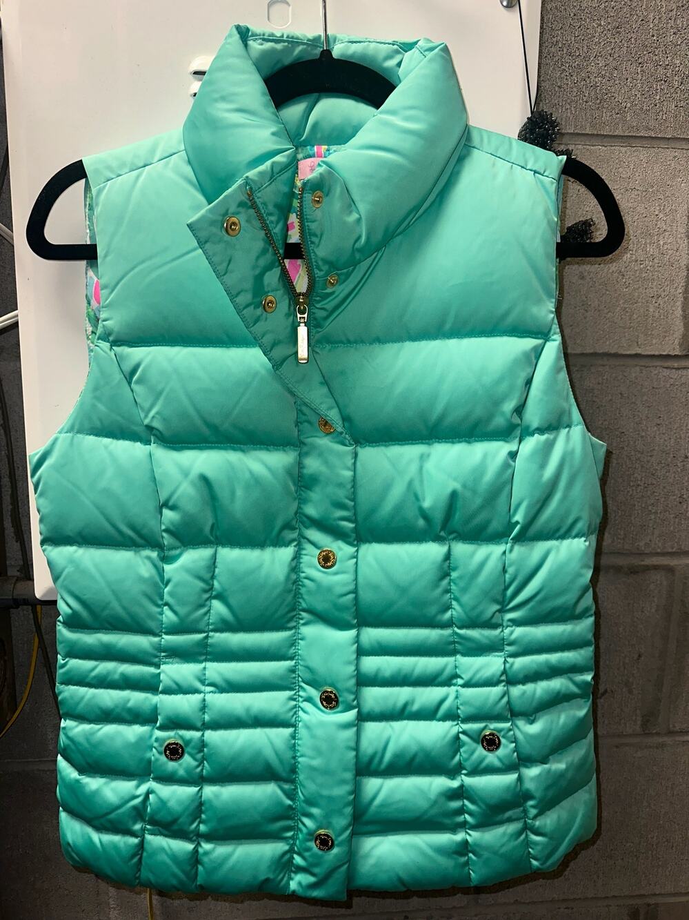Lilly Pulitzer Women's Puffer Vest Quilted Sleeveless Green Size S